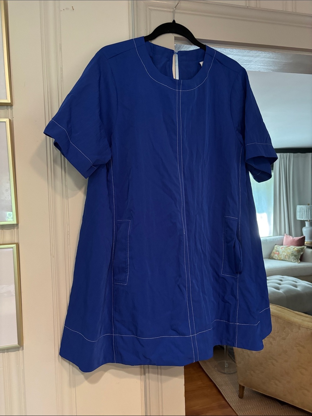 glam Cobalt Blue Short-Sleeve Mini Dress
